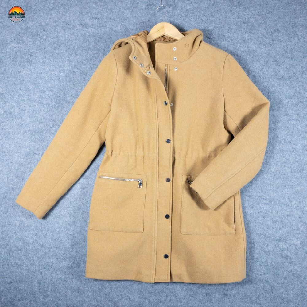 Maurices Overcoat Tan Long Sleeve Full-Zip Pockets Women's Size Medium